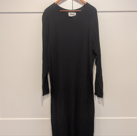 FLAX Women's Long Sleeve Black Maxi Dress Size Large - Picture 3 of 8
